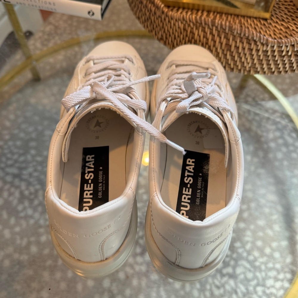 GOLDEN GOOSE Unisex Pure Star Leather Sneakers Optic White sz. 38 - Picture 13 of 14